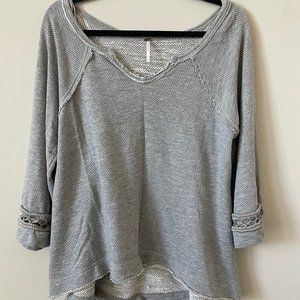 FreePeople Gray Slouchy Top with Sleeve Detail